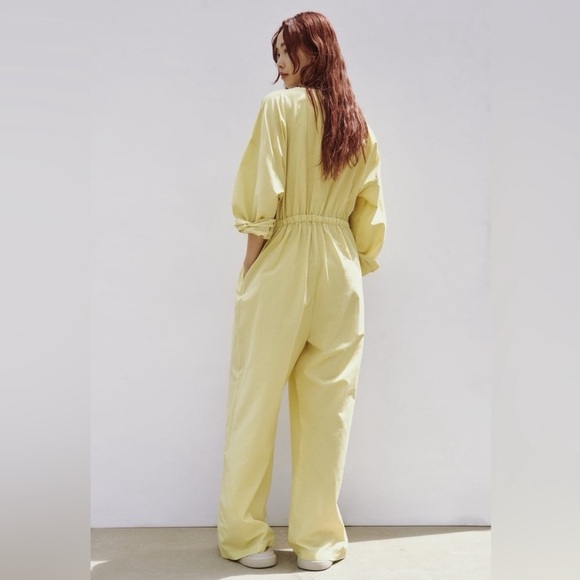 ZARA Drawstring Pistachio V Neck Long Sleeve Jumpsuit- NWT Size XS - Picture 5 of 13